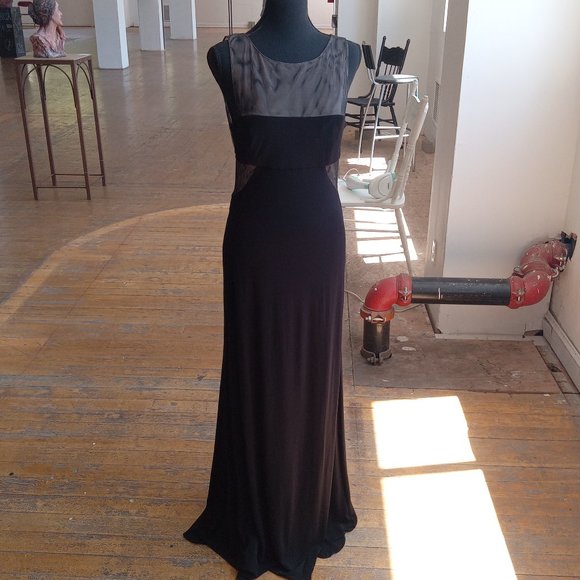 BCBGMaxAzria Dresses & Skirts - Black slinky sheer open back long maxi length dress